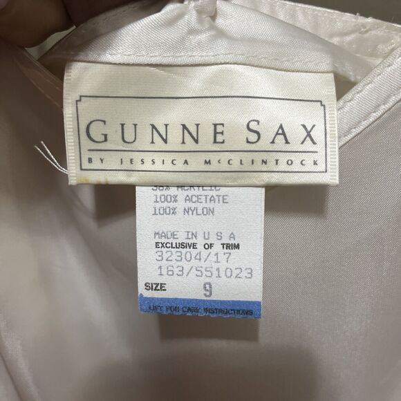 VNTG Gunne Sax Jessica McClintock Wedding Prom Cocktail Satin Floral Lace Dress - Picture 5 of 16